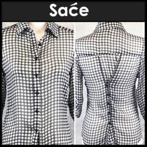 Sace Black and White Plaid Button Down Shirt